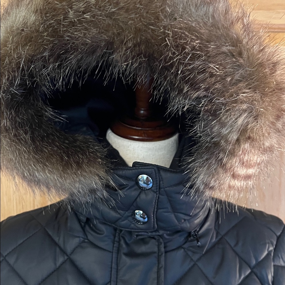 Joules Padded Long Puffer Coat with Faux Fur Accent - Picture 2 of 10